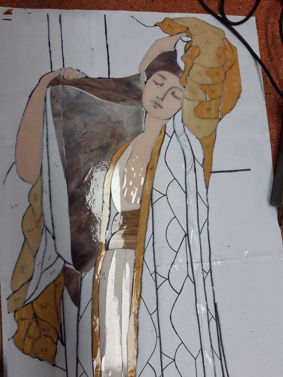 Tiffany Stained Glass Woman Lady